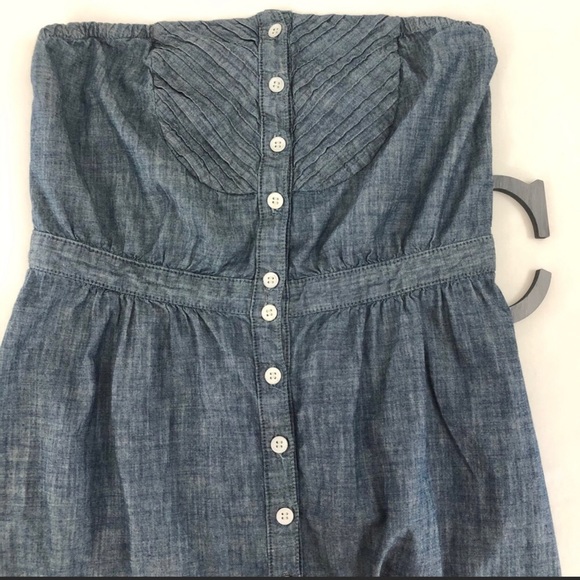 7 FAM Sz L Chambray Blue Jean Midi Button-Up Denim Dress - Picture 6 of 6
